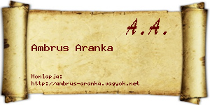 Ambrus Aranka névjegykártya